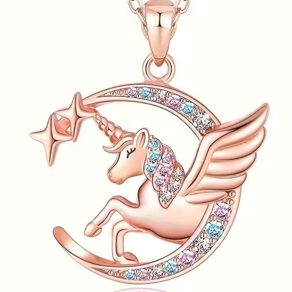 Pegasus Unicorn Moon Necklace Z134